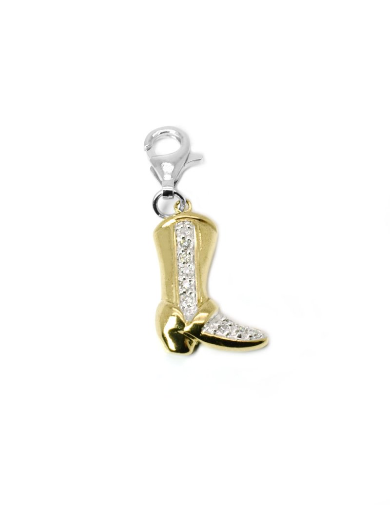 9ct TwoTone Gold Diamond Boot Charm T T Jewellers