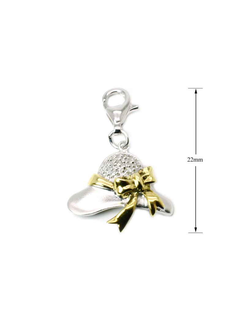 9ct TwoTone Gold Diamond Ladies Hat Charm T T Jewellers