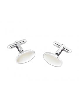 Silver & White Mother of Pearl Oval Cufflinks