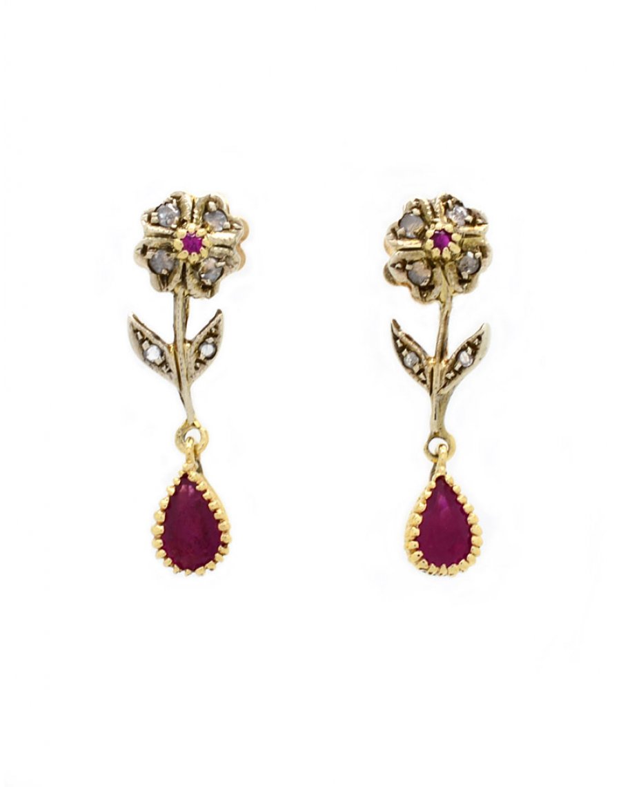 Vintage Ruby and Diamond Drop Earrings – Ogden Of Harrogate