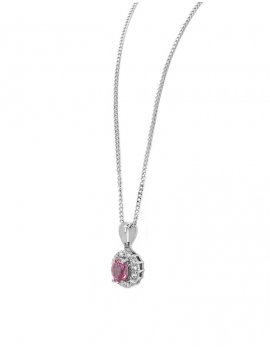 18ct White Gold Pink Sapphire & Diamond Flower Pendant