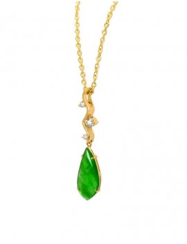 18ct Rose Gold Jade & Diamond Pendant