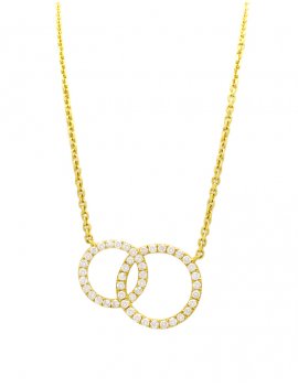 18ct Gold  Diamond Double Circle Necklace