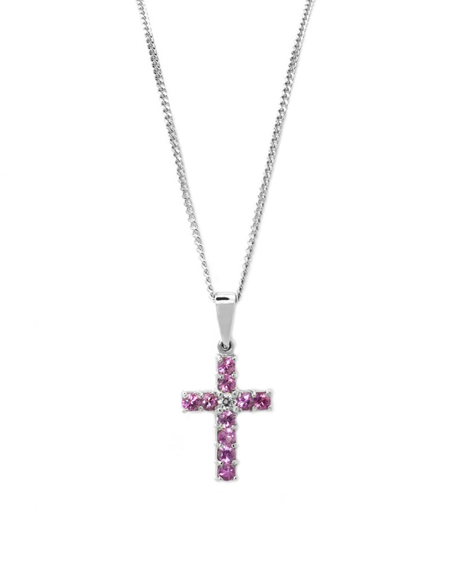 Sam's Club White Sapphire Cross Necklace Set Of Lab Created