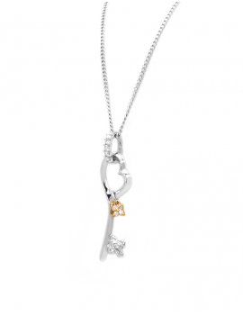 18ct White Gold Diamond Love Key Pendant