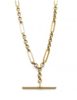 9ct Gold Figaro T-Bar Necklace