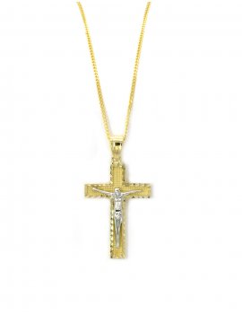 9ct Bi-Colour Gold Crucifix Pendant