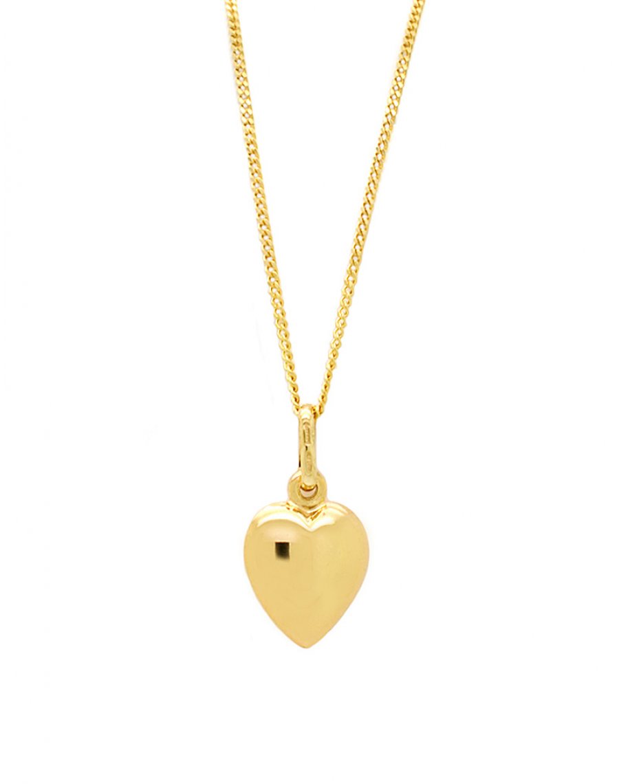 9ct Gold Heart Charm Belcher Necklace - 17in - R9513 | F.Hinds Jewellers