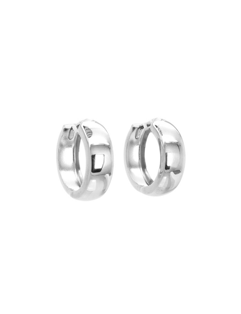9ct White Gold Plain Huggie Earrings | T T Jewellers