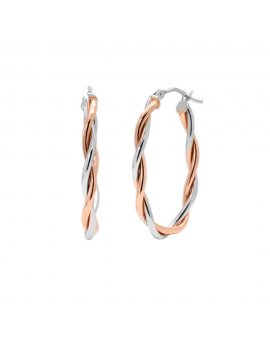 9ct White & Rose Gold Twist Hoop Earrings