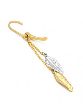 9ct 2-Tone Gold Feather Drop Earrings
