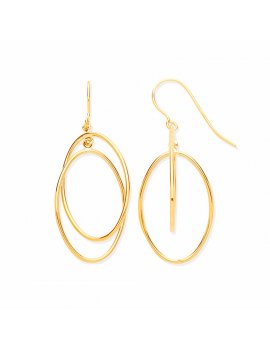 9ct Gold Entwined Open Oval Drop Earrings