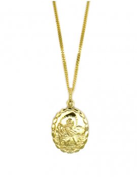 9ct Gold Double Sided Oval Saint Christopher Pendant