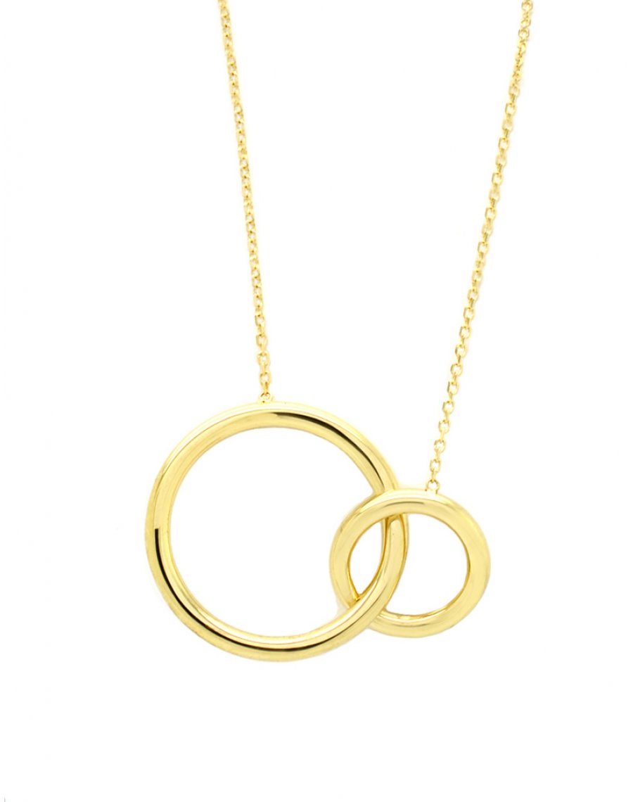 9ct Gold Double Circle Necklace T T Jewellers