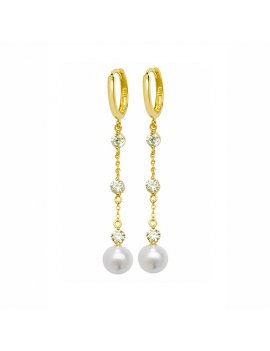 9ct Gold Fancy CZ Pearl Drop Earrings