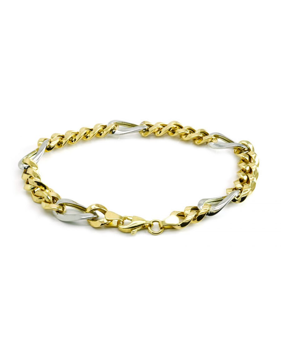 Italian yellow 14k 585 gold Modern Figaro bracelet cb042y