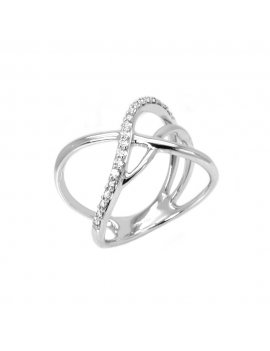 18ct White Gold Diamond Wrap-over Cocktail Ring