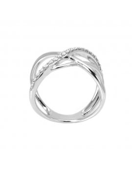 18ct White Gold Diamond Wrap-over Cocktail Ring
