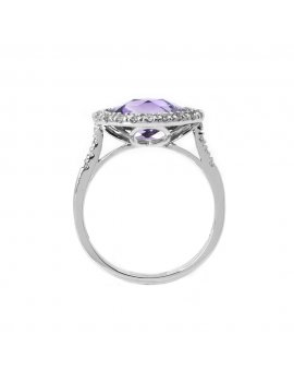 9ct White Gold Amethyst & White Sapphire Cocktail Ring