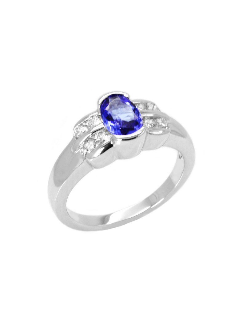 14K White Gold Tanzanite & Diamond Ring T T Jewellers