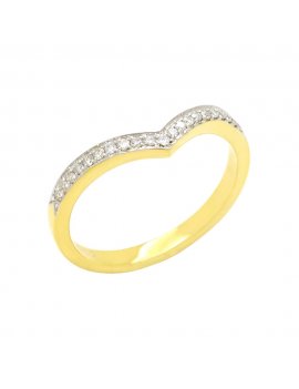 18ct Yellow Gold Diamond Wishbone Half Eternity Ring