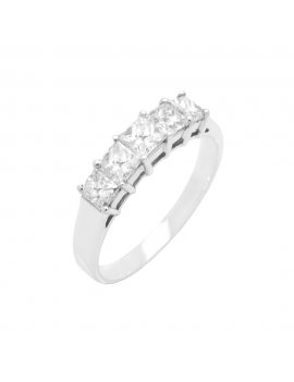 18ct White Gold Diamond (0.94ct) Princess Cut Five Stone Eternity Ring
