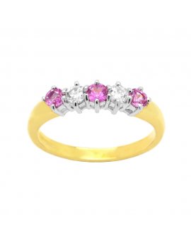 18ct Yellow Gold Pink Sapphire & Diamond Eternity Ring