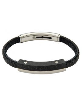 Black Leather and Carbon Fibre Bracelet - FUB40