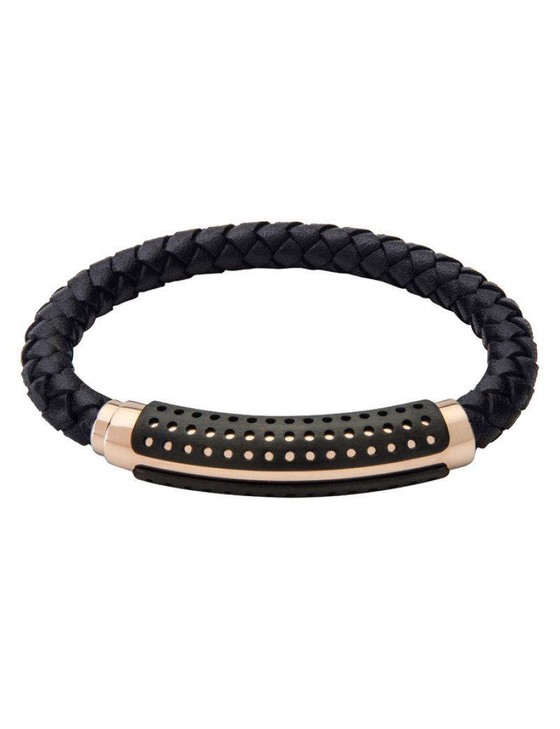 Boss BOSS Luke Black IP Leather Bracelet | A