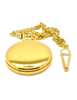 Arabic Gold Plated Quartz Open Pocket Watch