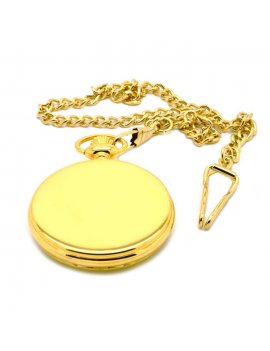 Roman Numerals Gold Plated Quartz Open Pocket Watch