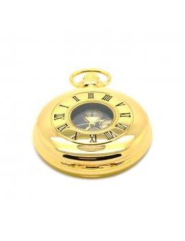 Gold Plated Half Hunter Quartz Open Pocket Watch