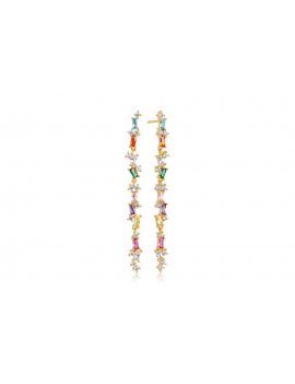 Sif Jakobs Earrings Antella Lungo - 18K Gold Plated With Multicoloured Zirconia