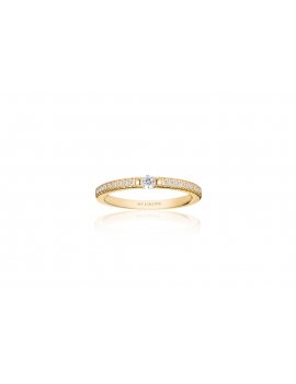 Sif Jakobs Ring Ellera Uno - 18K Gold Plated With White Zirconia