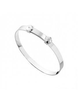 Children's Silver Expandable White CZ Flower Baby Bangle