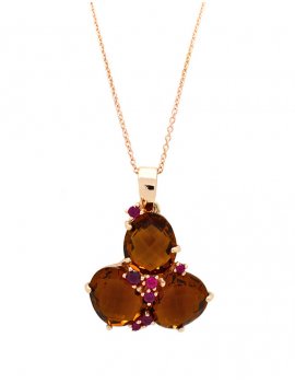 Silver Rose Gold Plated Smoky Cubic Zirconia Necklace