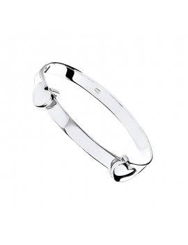 Children's Silver Expandable Heart Baby Bangle