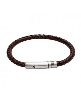 Antique Dark Brown Leather Matte Steel Clasp Bracelet B442ADB/21CM