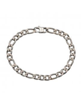 Stainless Steel Figaro Matte and Polished Clasp Bracelet LAB182/21CM