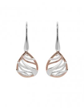 Sterling Silver and Rose Drop Earrings ME-642