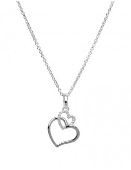Sterling Silver Double Heart Drop Pendant with Chain MK-612/SIL