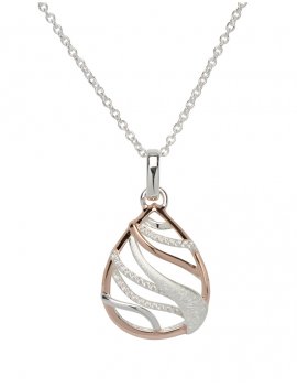Sterling Silver and Rose Drop Pendant with Chain MK-642