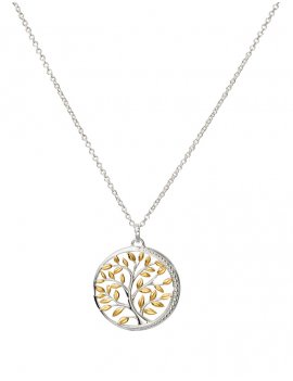 Sterling Silver Two-Tone Tree of Life Pendant with Chain MK-798