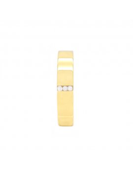 9ct Yellow Gold Diamond 4mm Flat Court Wedding Ring
