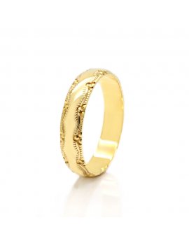 9ct Yellow Gold Diamond Cut 4mm Wedding Ring