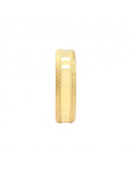 9ct Yellow Gold Concave Diamond Cut 5mm Wedding Ring