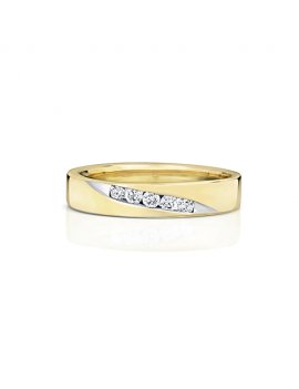 9ct Yellow Gold Crossover Diamond Set 4.0mm Wedding Ring