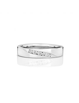 9ct White Gold Crossover Diamond Set 4.0mm Wedding Ring